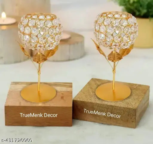 TMD>Rose Gold Tea Light Candle Holders, Set of 2, Decorative Home Accent Pieces cristal set 2