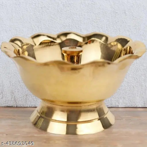 Brass Akhand Floral Oil Lamp for Puja purchase Table Diya Oil Lamp