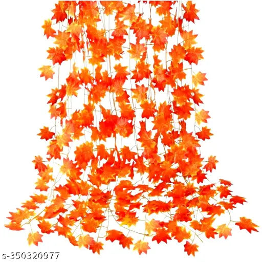 2 Pic Artificial Plant | Wall Hanging | Special Ocassion Decoration | Office | Festival Theme Decorative |Window Wall Hanging Ornament Home Decoration| Length 8 Feet Pack of 2 Strings Artificial Plant ( 8Feet Orange)
