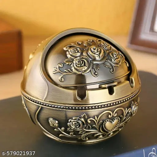 shtray with Lid Globe Metal Ash Tray Table Ashtray Cigarette Ash Holder Ash Box for Home Hotel Desktop Decoration Zinc Alloy Smoke Ornament for Outdoor Indoor
