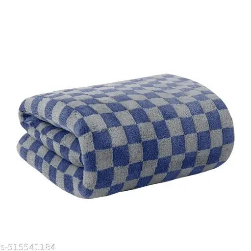 Microfiber Towels for Bath-Checkered Bath Towel for Men and Women-Soft Coral Fleece Towel with Hook Quick Dry Super Absorbent-70 x 140 cm (Blue)