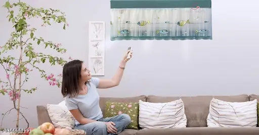 Printed AC Cover , Premium Work Indoor AC Dust Protection Cover, Folding Adjustable Designer Ac Split CoverAir Conditioning Dust Cover Folding Designer Ac Cover