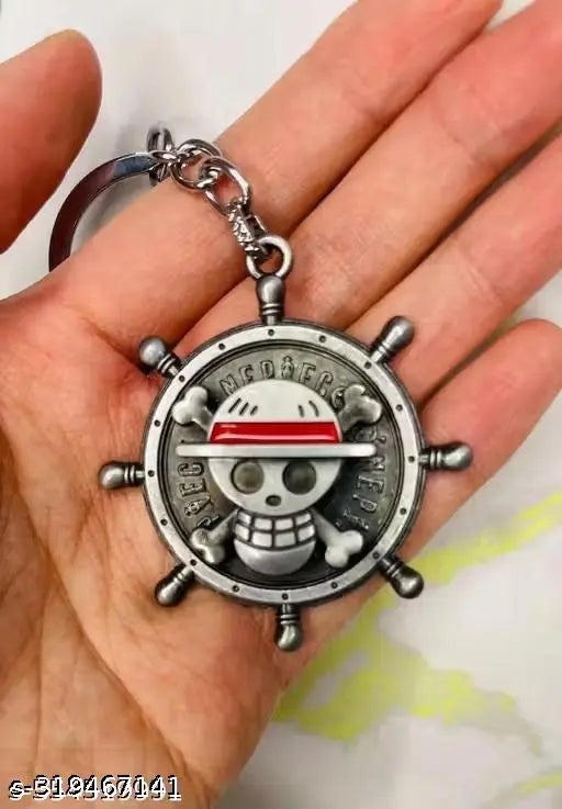 One Piece Anime Manga Ship Wheel Spinning Silver or Golden Keychain(Pack-1) Key Chain