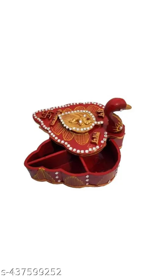 Two unbreakable handmade beautiful kumkum box for pooja sindoordani chopra for mandir Chandan Roli Tika Chopda Set/Chawal Akshat Haldi Dibbi/Kumkum Holder Chopda