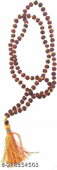 Om Trishul Rudraksha Mala With PAnchmukhi Rudraksha,Wood 108+1 Bead 2 mm 5 Mukhi Rudraksha Mala,Brown Leather Hip Hop Wristband Mens Bracelet