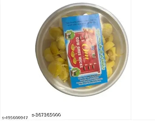 Cow Ghee Diya Batti, Handmade Ghee Diya Batti , Jyot Batti for Pooja Aarti and Special Occasions , Premium Quality Ghee Wicks - 50 Pcs.