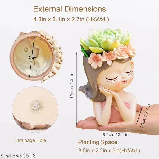 Quiet & Chic Modern Woman's Bust Vase, Artistic Herringbone Face Plant Pot, Pedestal Succulent Planter Pot for Home and Office Decor (Set Of 2)