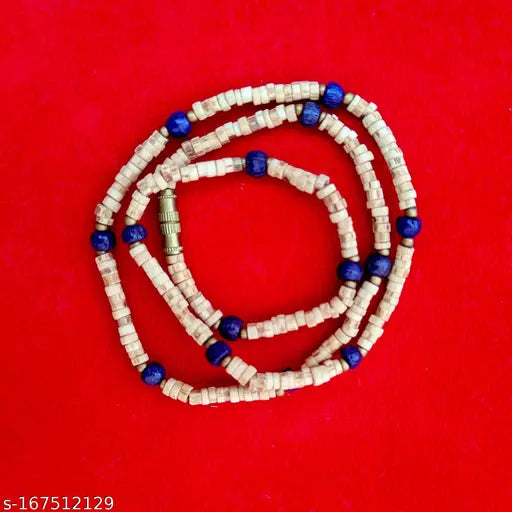 Tulsi Mala 18" For Girls,  Original Small Tulsi Beads with Blue beads, From Vrindavan