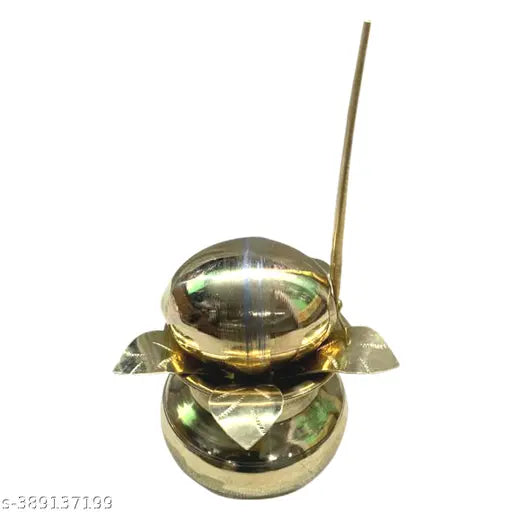 Bhabani Antique Shop PUJA Mongol Ghat | DAR ghot I MANGAL Kalash|Laxmi Ghat |Pital puja ghot I Laxmipuja Ghot with Brass Mango Five Leaves and Brass Coconut Brass Kalash (Yellow) (7.5 cm)