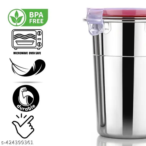 Stainless Steel Airtight, Leak Proof, Frezzer safe and Dust Proof Glass Tumbler with Lid set of 2. Capacity - 400ML, Dia - 7 cm (Each) Glass Set Water/Juice Glass