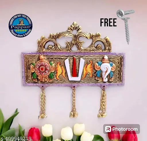 Shree tirupati balaji symbols tilak shankh chakra namaha wall hanging main door beautiful colorfull yantra for Puja articles