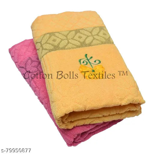 Cotton Jacquard Design Pack of 2 Bath Towels - 350 GSM - Large Size - 75x150 CM