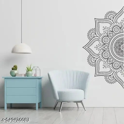 Monochrome Mandala Wall Sticker Self Adhesive Sticker (Pack of 1)