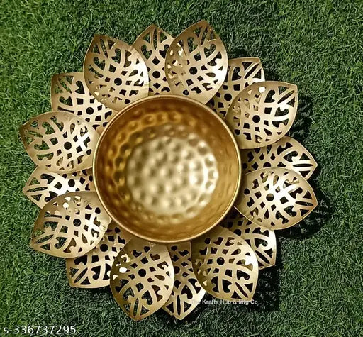 The Krafts Hub Metal Decorative Flower Cut Urli Bowl Pack of 1 for Floating Flowers and Tea Light Diyas Festival Decoration Home