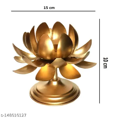 Lotus Shape - Brass Finish Tea Light Candle Holder, Pack of 2 pieces Brass Material Tea light Candles / Pillar Candle / Votive Candle.