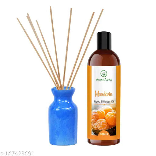 Homecraft Reed Diffuser with Ceramic Pot - Mandarin - Home Fragrances - Risk-Free - Easy to use - 100ml