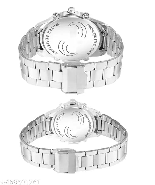 Attractive Coronagraph Design Silver Stainless Steel couple watch combo party wedding Couple Wedding Gift Combo, Anniversary Gift Combo, Couple Gift set - Men & Women