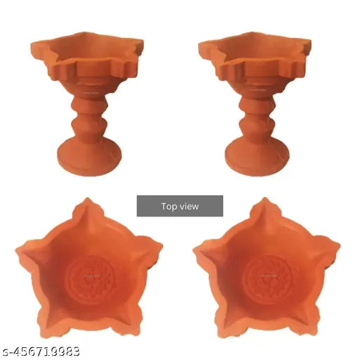 Our Rural Clay Diya  Pancha Mukhi KUTHU VILAKKU   Oil diyas lamp pack of 2