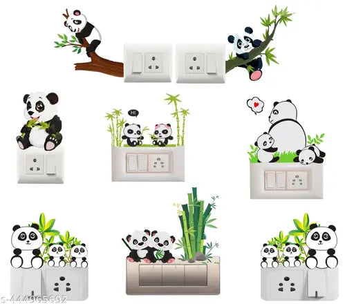 Panda Swithboard Wall Sticker ( Size - 30*30 cm )