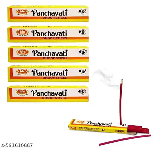 Pack of 6 (10 Sticks Per Box) Panchavati Premium Incense Scented Dry Dhoop Sticks Pure Natural For Aroma & Smoke, Home Temple Worship, Peace & Harmony, Purification, Positive Energy, Havan Poojan, Aarti