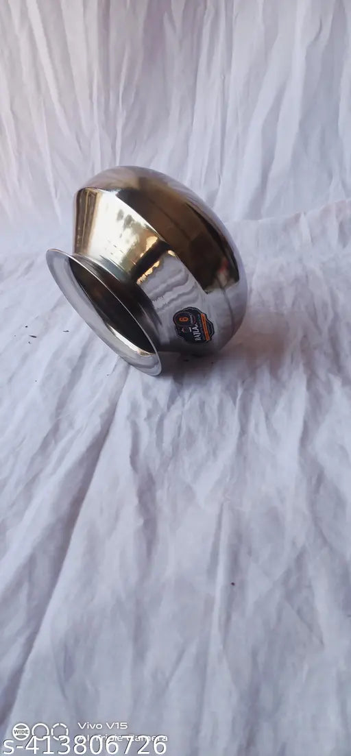 Stainless Steel Heavy Base Sipri Dekchi Handi Bhagona Cooking Degchi for Home and Kitchen 6 N