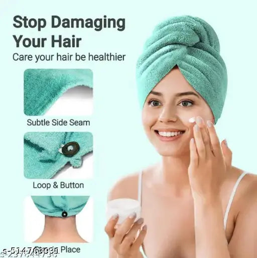 Hair Towel Wrap Turban Microfiber, Hair Drying Towels | Quick Hair Hat, Drying Shower Head Towels Wrapped, Bath Cap Anti Frizz Hair Dryer Towel for Women Girl (PACK OF 2)(MULTICOLOR)