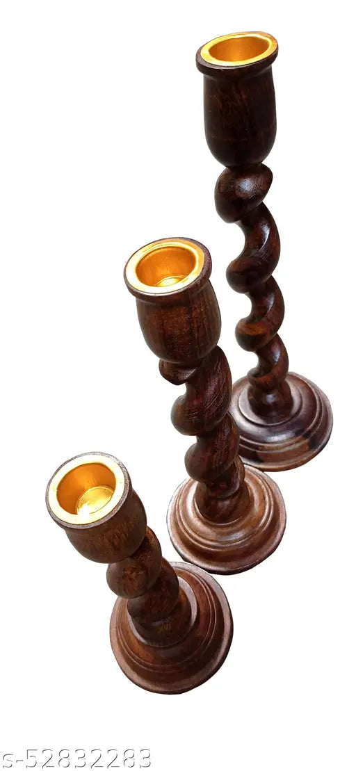 Wooden Candle Holder / Candle Stand Set Of 3