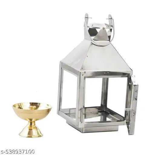 ADNAN ROYAL Akhand Diya with Hanging Lantern Design – Ideal for Home Temple & Spiritual Décor – Rust-Resistant, Long-Lasting Flame – Perfect for Puja, Meditation & Festival Lighting