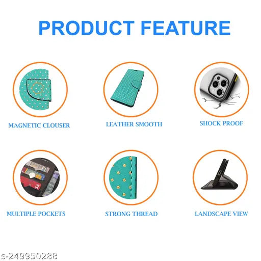 MyFlips Aquamarine Dot Flip Cover for Vivo Y16| Leather Finish|Shock Proof|Magnetic Clouser Compatible with Vivo Y16(Aquamarine Green)