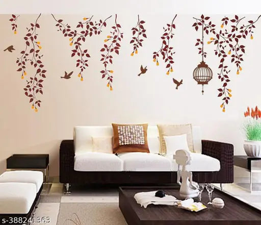 Decor Villa Multicolor Summer vine flower Wall Sticker Size -(58 x Cm 53 Cm)