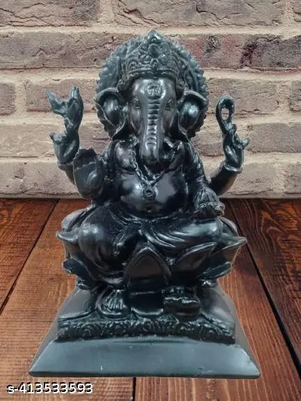 Black Ganesha Statue / Idol 6 inch