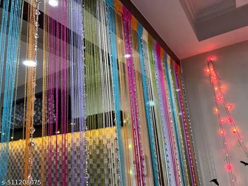Decorative String Thread Room Door Curtain-Multicolor : 7ft x 4ft (Multicolor, 7 FT)