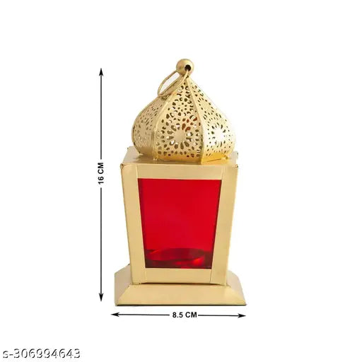 MARYAM HANDICRAFTS Moroccan Lantern | Antique Brass Décor Lamp with Filigree Design | Handmade Iron Metal, 10cm Tall, for Indoor/Outdoor | Perfect for Weddings, Festivals & Home Décor