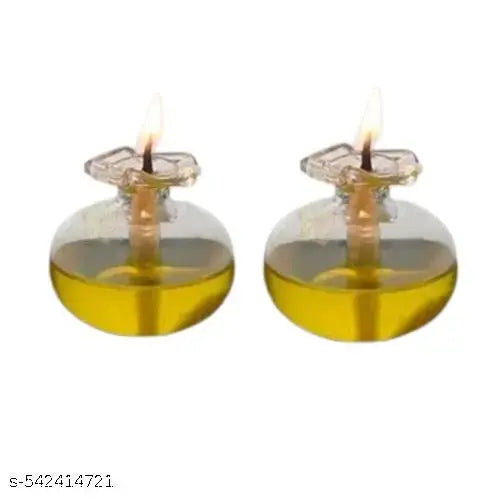 Modak Shape Glass Deepak Set – Pack of 2 | 60ml Multipurpose Chambu Lamps for Puja, Aromatherapy, Wellness & Interior Decoration