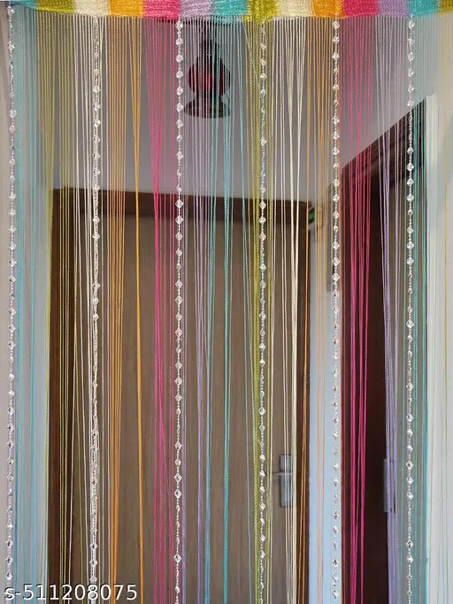 Decorative String Thread Room Door Curtain-Multicolor : 7ft x 4ft (Multicolor, 7 FT)