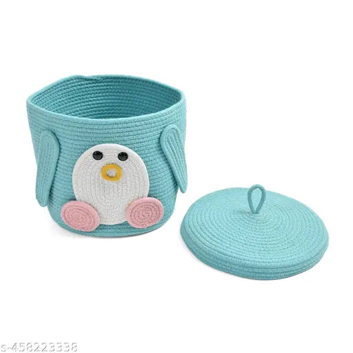 HomewayTex 100% Braided Rich Kids basket Size :- 25x25x25 CMS  OR  10x10x10 INCH  ( Pack of  1)  Colour :-Aqua