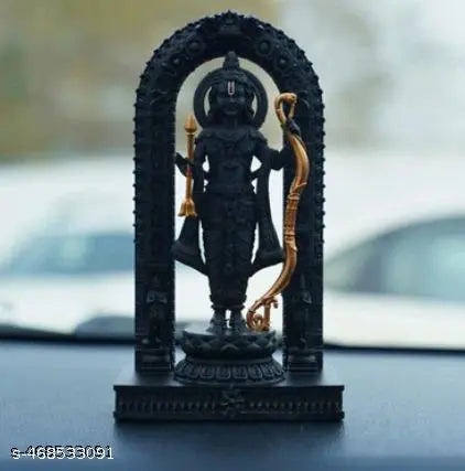 Ram Lalla Idol for Car Dashboard & Home Temple – Resin Murti (Black, 1 Pc)