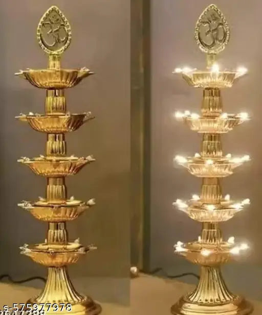 Bright Bharat Decorative 5 Layer Electric Diya for Home Temple and Festival Decoration (Set of 2)