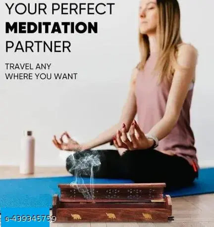 Wooden Agarbatti Stand with Ash Catcher & Dhoop Stick Holder, Agarbatti Stand Incense Holder |Wooden Incense Stick Holder for Home/Temple Decor/Diwali Decoration