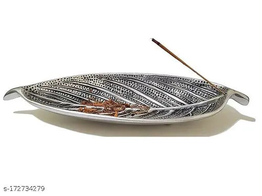 Export Quality Aluminum Agarbatti Stand Incense Stick Holder with Ash Catcher for Puja - Metal Incense Sticks Stand Holder for Home Office Temple Decoration Pooja Articles (10 X 3.25 X 2 Inches, Silver)