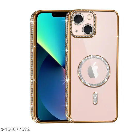 Magnetic diamond Rhinestone Encrusted iphone 13-gold