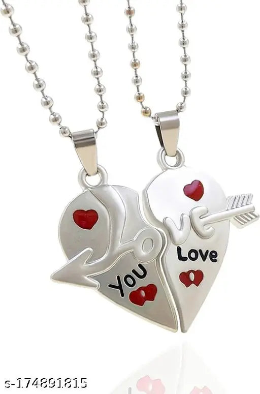 Couple Heart Lockets | Silver Couple Heart Chains | Couple Pendants | Fashionable Heart Lockets for him and her| Arrow Heart Lockets