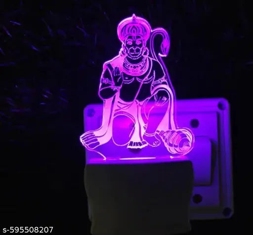 DIONA Hanuman LED Night 3D Lamp Illusion Multi Colour Changing Night Light Fir Festival Gift , Bed room, Kids room , temple, office portable night lamp