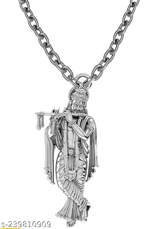 God Krishna silver plated pandent locket chain