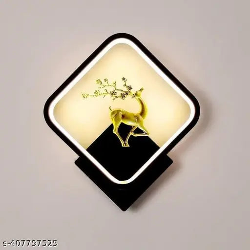 Glintac Black Body Home Decore Led Fancy Wall Light,Night Lamp,Decorative Lamp,Wall Hanging Lights for Bedroom,Living Room, Warm White(Square full Deer Bk)