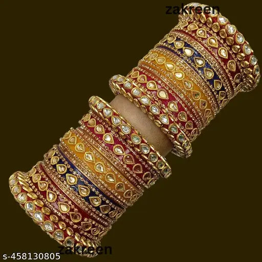New Multi Color Golden Pear Figer Design Chura Set For Girls/Woman By Alimart