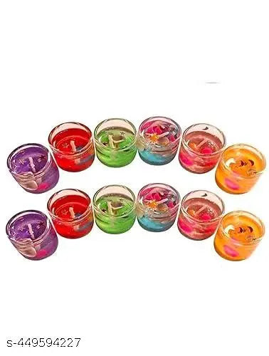 ZIPZOOP Gel wax 24 Pcs Tealight Candles for Home Decoration - Pack of 24 Gel Wax Lighting Mini Jelly Candles for Home Decoration, Spa, Surprise, Diwali Decoration, Party & Events.