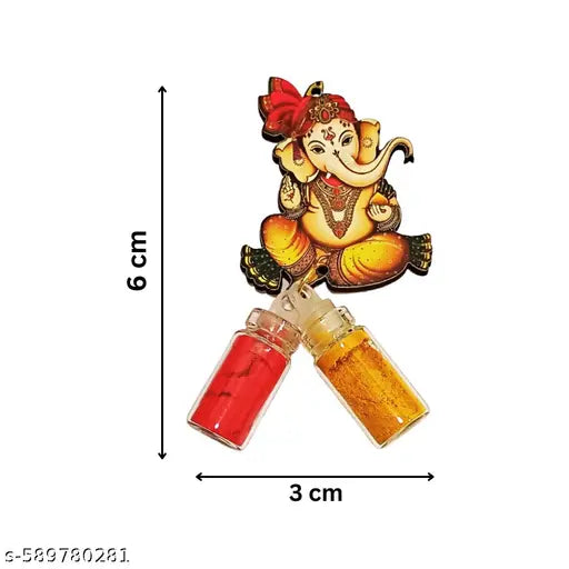 Sri Yagnaa's Ganesh Design MDF Pasupu Kumkum (Pack of 10) - Haldi Kumkum for Return Gifting - Return Gifting Pasupu Kumkum - MDF Haldi Kumkum Gifting - Pasupu Kumkum for Thamboolam - MDF Pasupu Kumkum Return Gifting - Handicrafted Pasupu Kumkum