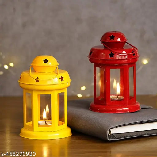 W&C - Metal Wall Hanging Lantern ( PACK OF 02 PCS )Tea Light Candle Holders - Home Decor and Gift for Diwali, Festival, Indoor, Outdoor Use !!! SHOP NOW !!!