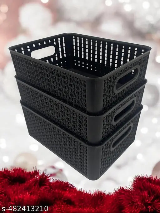 Multipurpose Plastic Baskets Home/Kitchen Storage Basket Pack of 3 Baskets